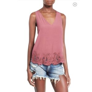 ASTR the label heart of gold embroidered tank